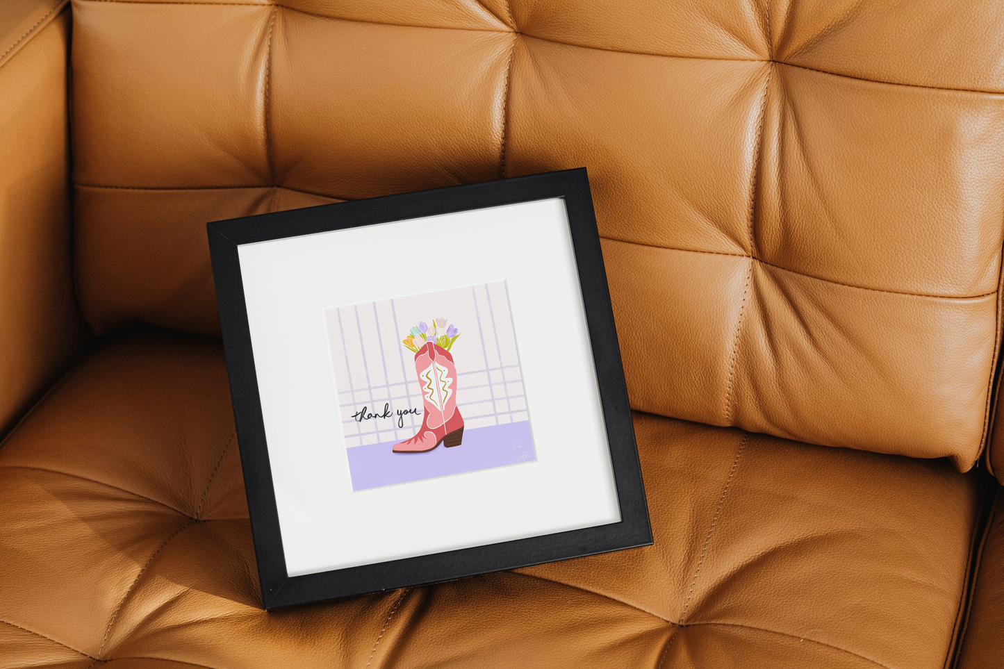 Cow Girl Boot Thank you Greetings Card
