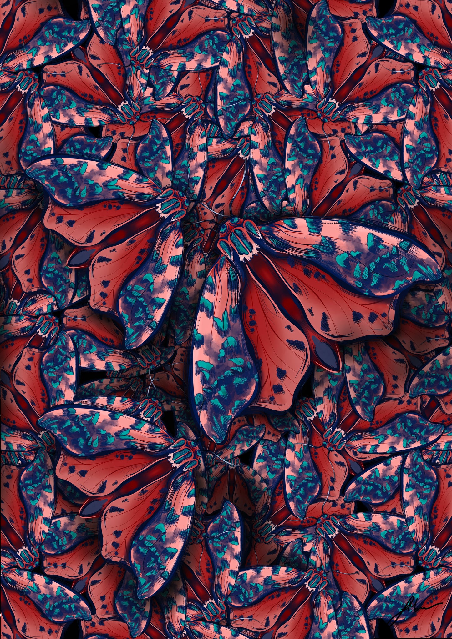 CORAL MOTH REPEAT FINE ART PRINT