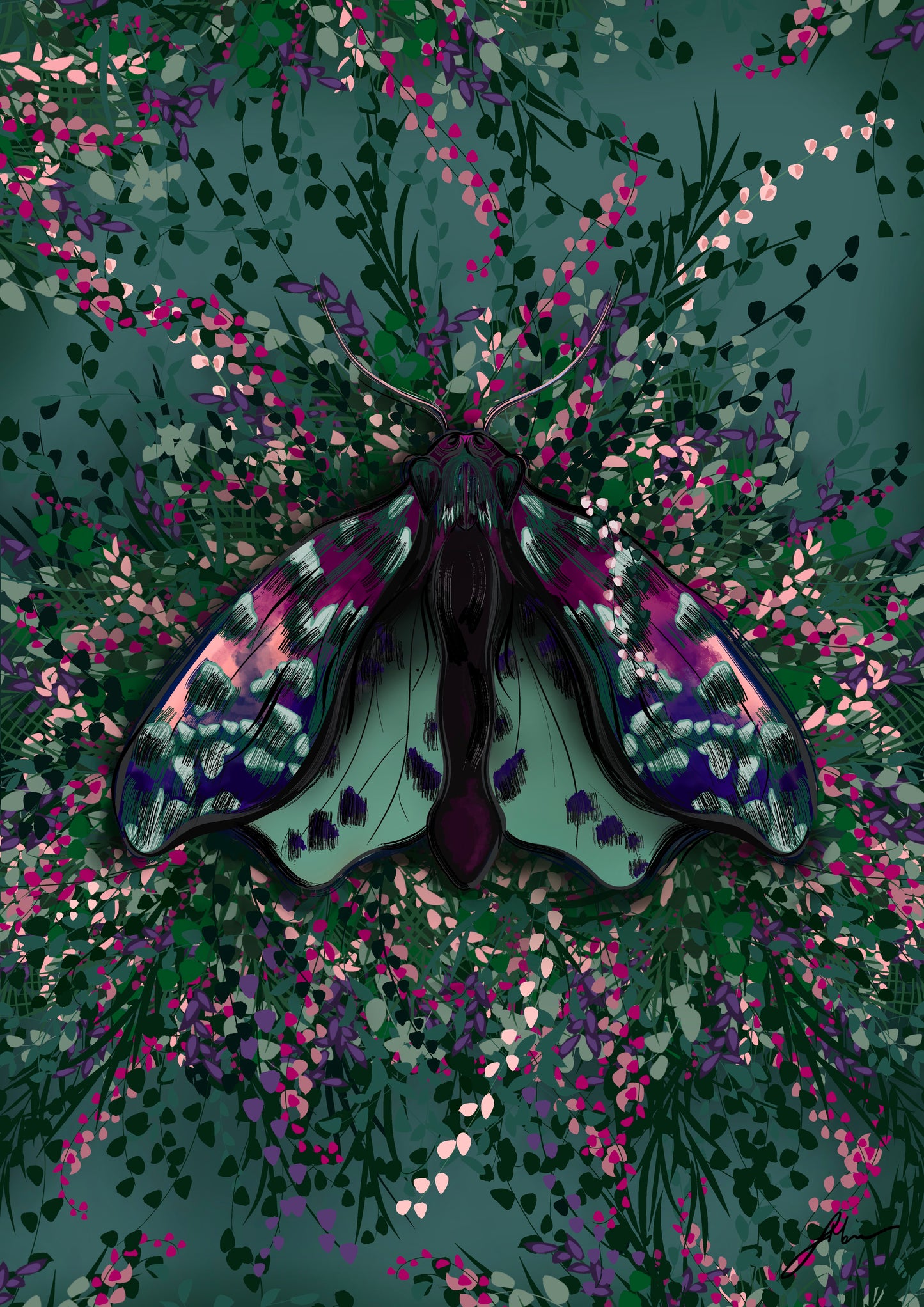 FLORAL MOTH FINE ART PRINT