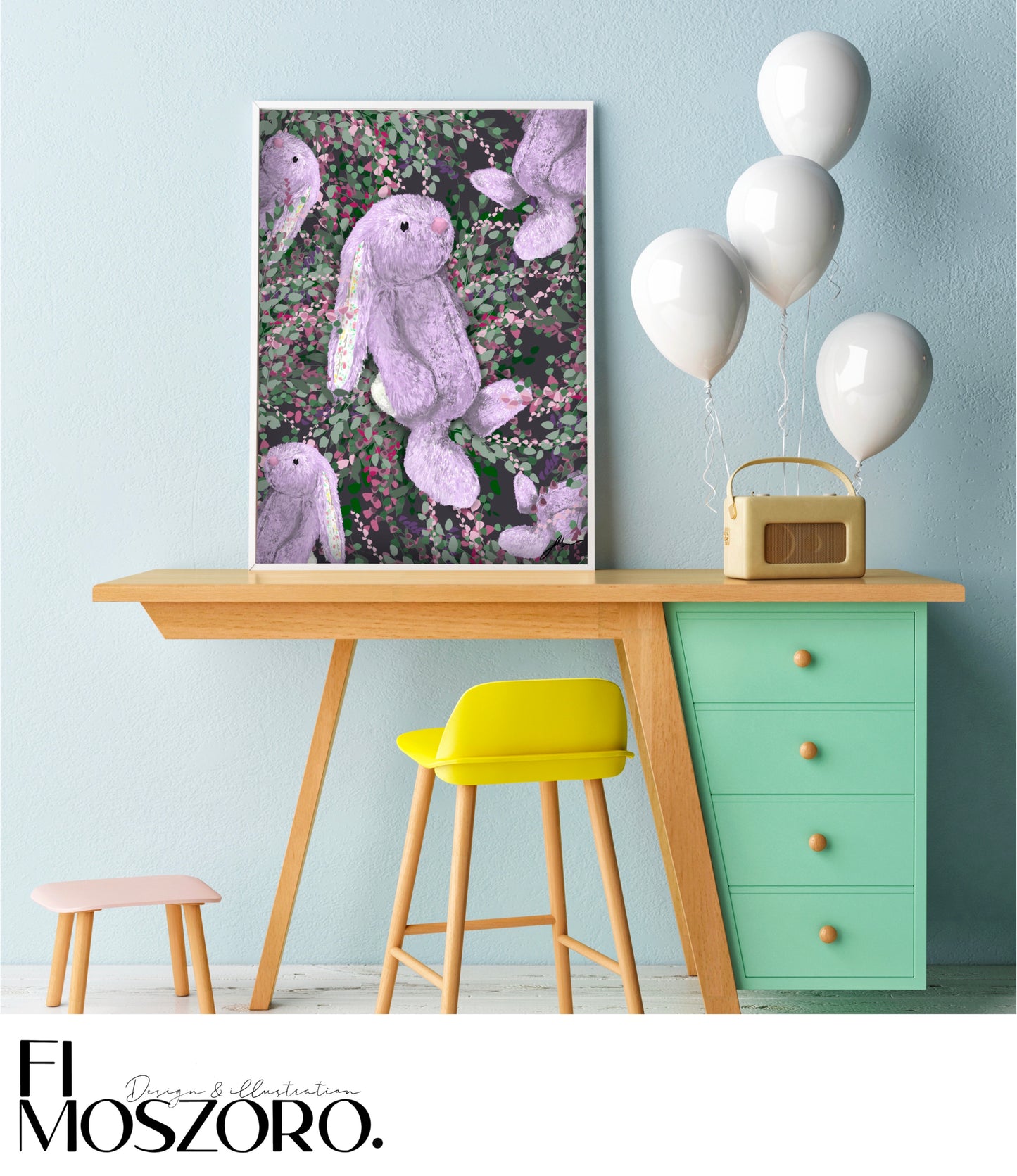 LILAC BUNNY FINE ART PRINT