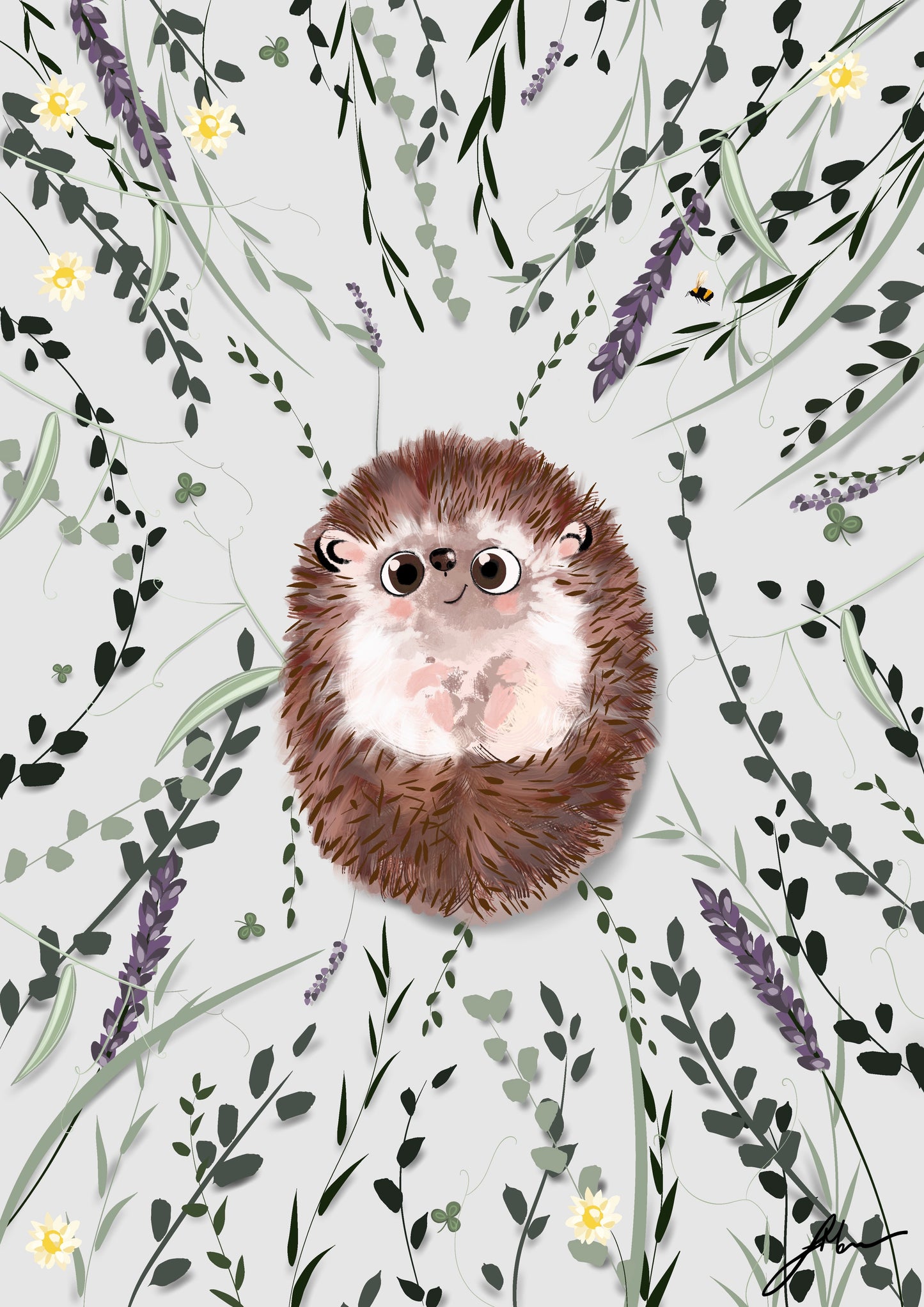 HAPPY HEDGEHOG FINE ART PRINT