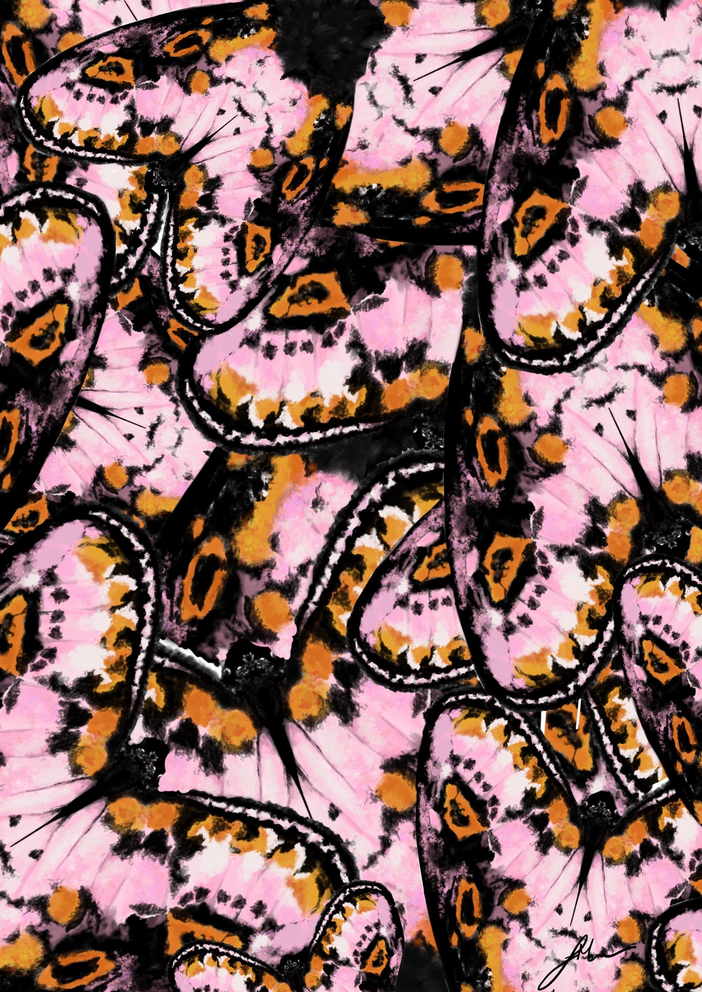 PINK MOTH REPEAT FINE ARTPRINT