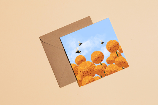 Florals and Bees Greetings Card