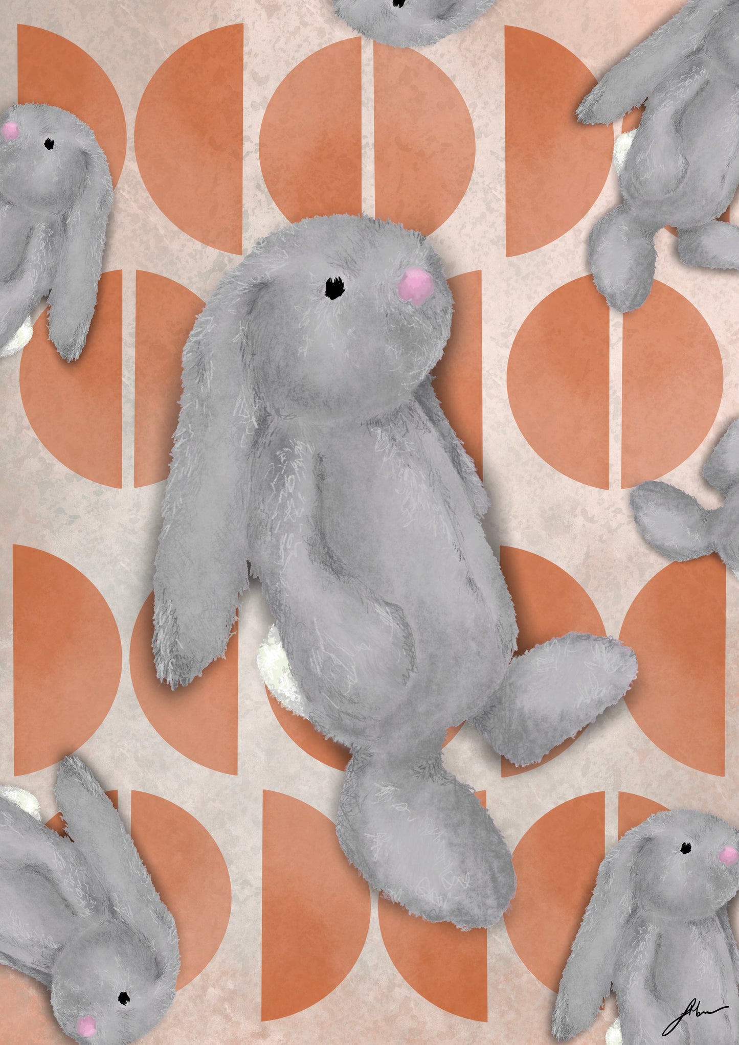 GREY BUNNY FINE ART PRINT